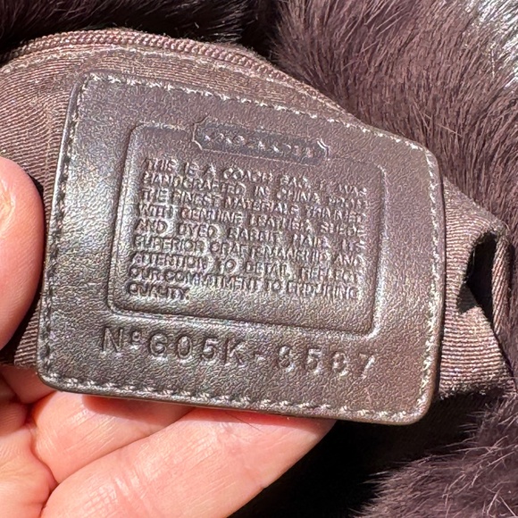 Vintage Limited Edition -Coach Brown Rabbit Fur Nylon Quilted Hobo Bag - Picture 8 of 11